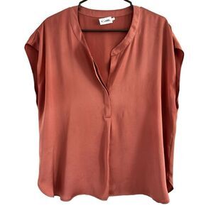 R Label Sleeveless Satin Top Blouse Relaxed Fit Rust Color‎ Women’s L